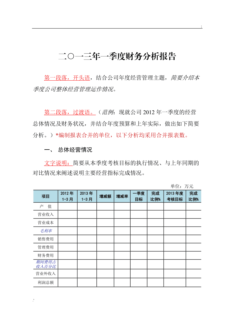 財務(wù)分析報告